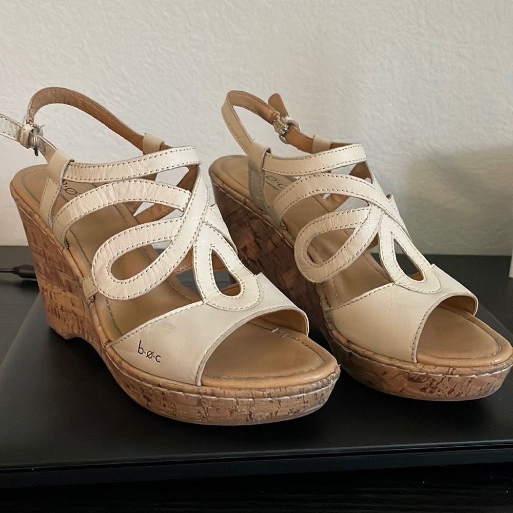 Born Concept | cork and white wedges